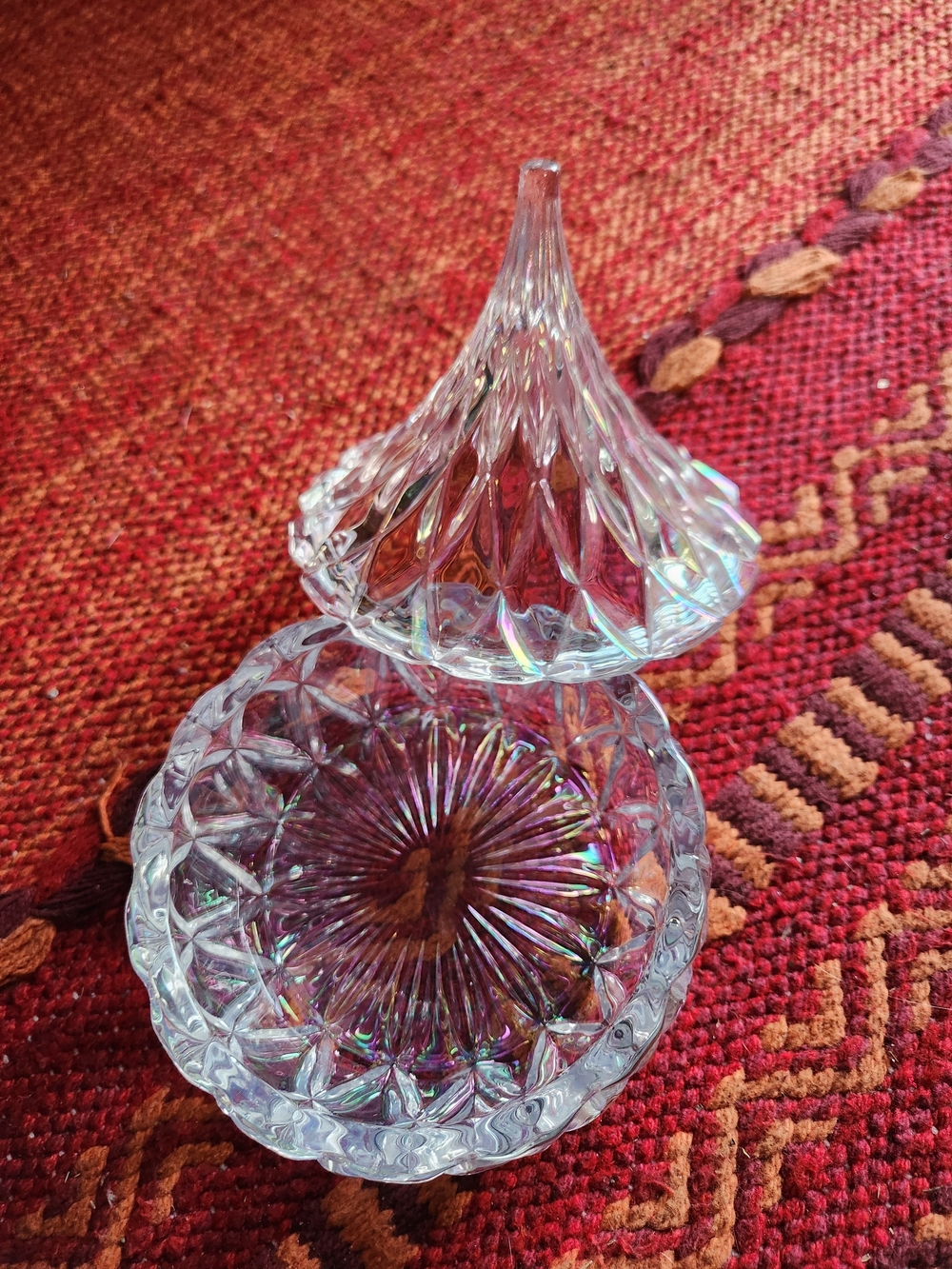 Set of 3  Dishes Crystal - Clear & Red - Picture 12 of 16